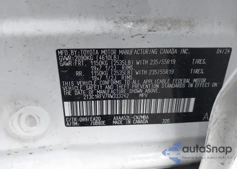 2024 Toyota Rav4 Xle Premium from USA, damaged, VIN 2T3C1RFV7RW333242